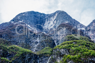 Steep eroded cliffs near Sognefjord, Norway.