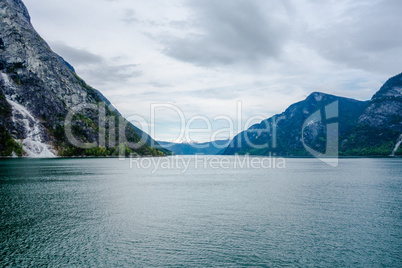 Cliffs and mountains in Sognefjord, Norway.