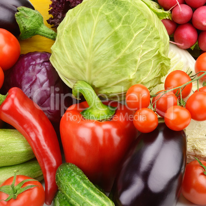 Bright background of set vegetables.