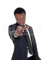 African business man pointing his finger