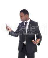African man looking at his cell phone