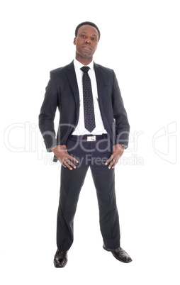 African man standing in suit and tie