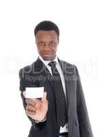 African businessman showing businescard