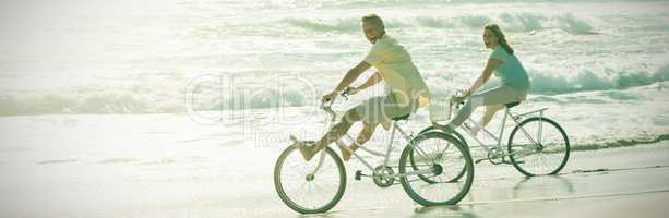 Happy couple on a bike ride