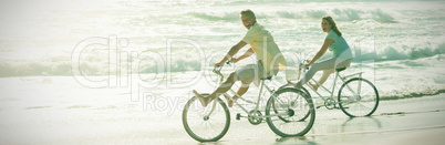 Happy couple on a bike ride