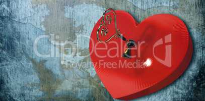 Composite image of love heart lock