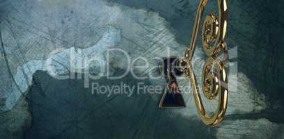 Composite image of golden heart key