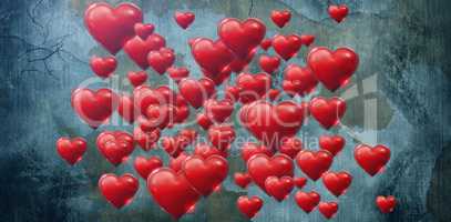 Composite image of several pink heart on white background valentines day