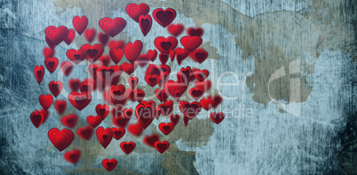 Composite image of several heart on white background
