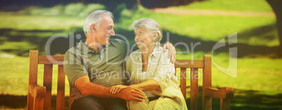 Senior couple sitting on a bench