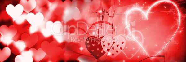 Glowing red Valentines composite