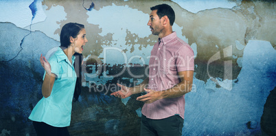Composite image of woman shouting on man while fighting