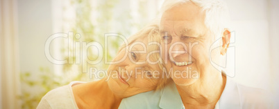 Happy senior couple smiling at home