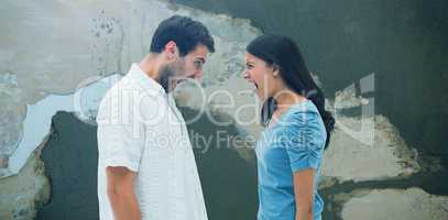 Composite image of angry couple shouting at each other