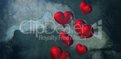 Composite image of red hearts