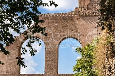 Ruins of the arches of ancient Basilica Maxentius, Roman Forum, Rome, Italy.