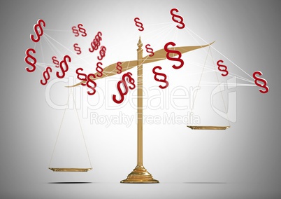 3D Section symbol icons and balance justice scale