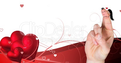 Valentine's fingers love couple and heart romantic designs
