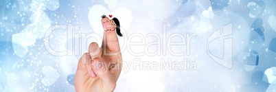 Valentine's fingers love couple and blue hearts