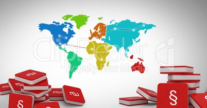 3D Section Symbol icons with world map