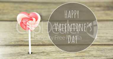 Happy Valentine's Day text and heart Lollipop