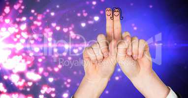 Valentine's fingers love couple and sparkling lights illuminated
