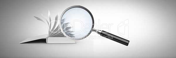 3D Magnifying glass over book