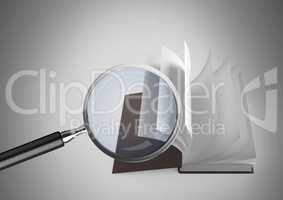 3D Magnifying glass over book
