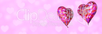 Valentines love balloons and love hearts background