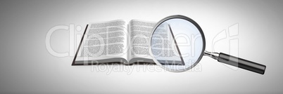 3D Magnifying glass over book