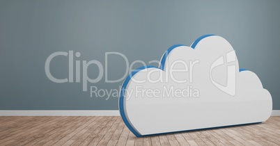 3D Cloud icon on floor in room