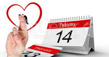 Valentine's fingers love couple and 14 February calendar