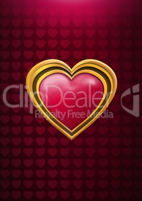 Shiny heart graphic with love hearts