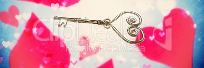 Valentines key and love hearts background