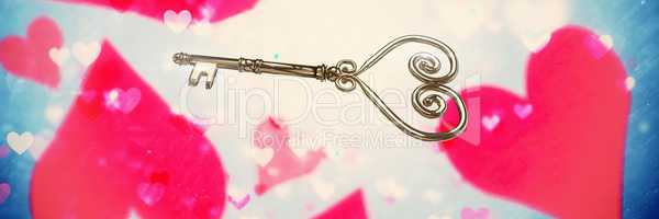Valentines key and love hearts background