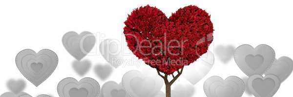 Valentines heart tree and love hearts background