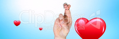 Valentine's fingers love couple and shiny hearts