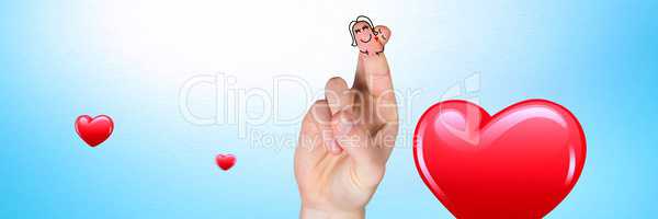 Valentine's fingers love couple and shiny hearts