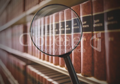 3D Magnifying glass over books