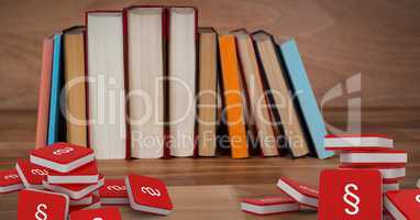 3D Section symbol icons and row of books