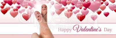 Valentine's fingers love couple and Happy Valentine's Day text and Bubbly Valentines hearts with emp