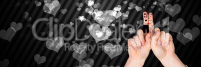 Valentine's fingers love couple and grey hearts