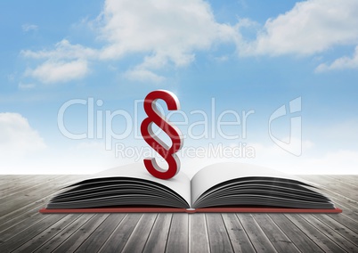 3D Section symbol icon and book with sky