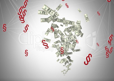 3D Section Symbol icons with money notes