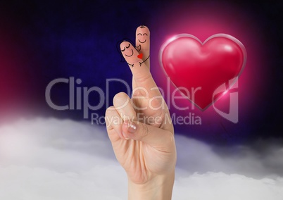 Valentine's fingers love couple and Shiny heart graphic
