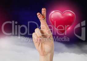 Valentine's fingers love couple and Shiny heart graphic