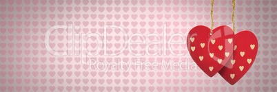 Valentines hanging hearts and love hearts background