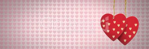 Valentines hanging hearts and love hearts background