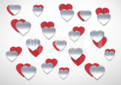 Paper cut out Valentines hearts