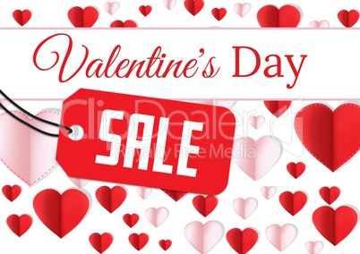 Valentine's Day Sale text and Valentines hearts
